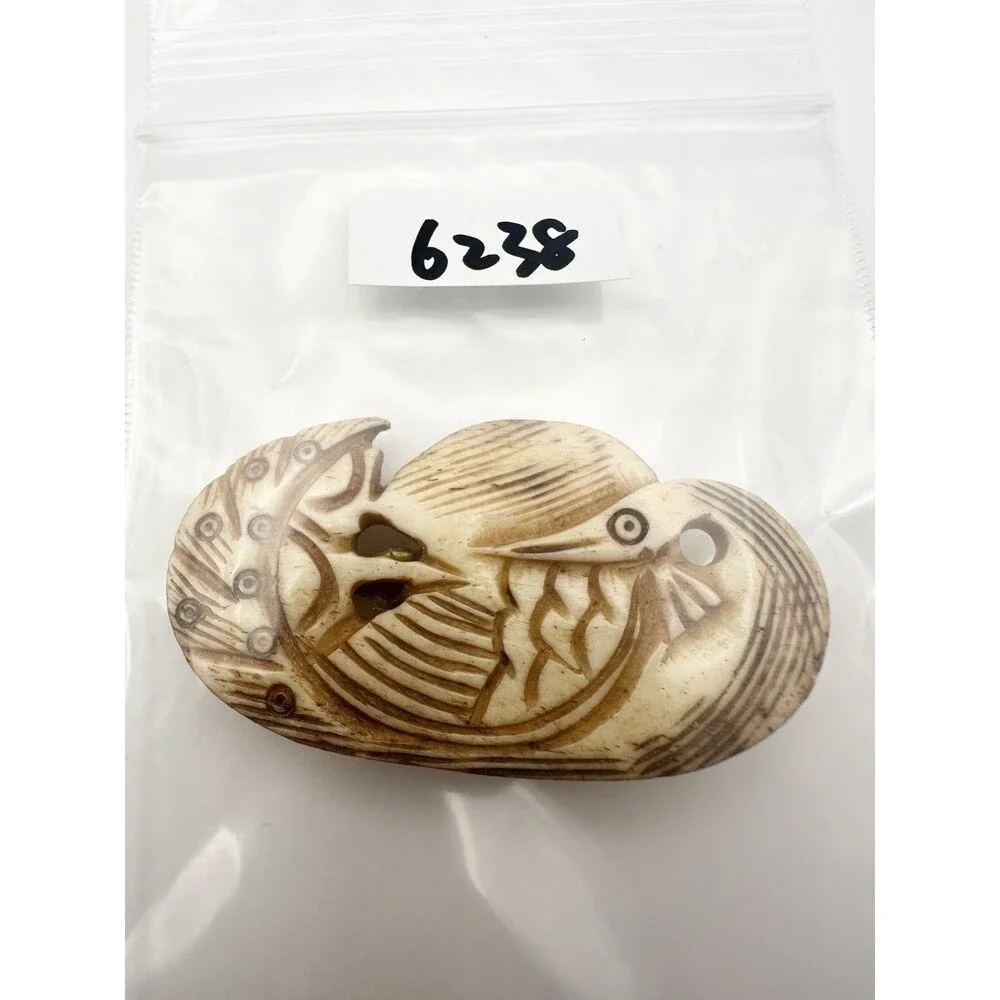 Vintage Carved Bird Brooch Pin